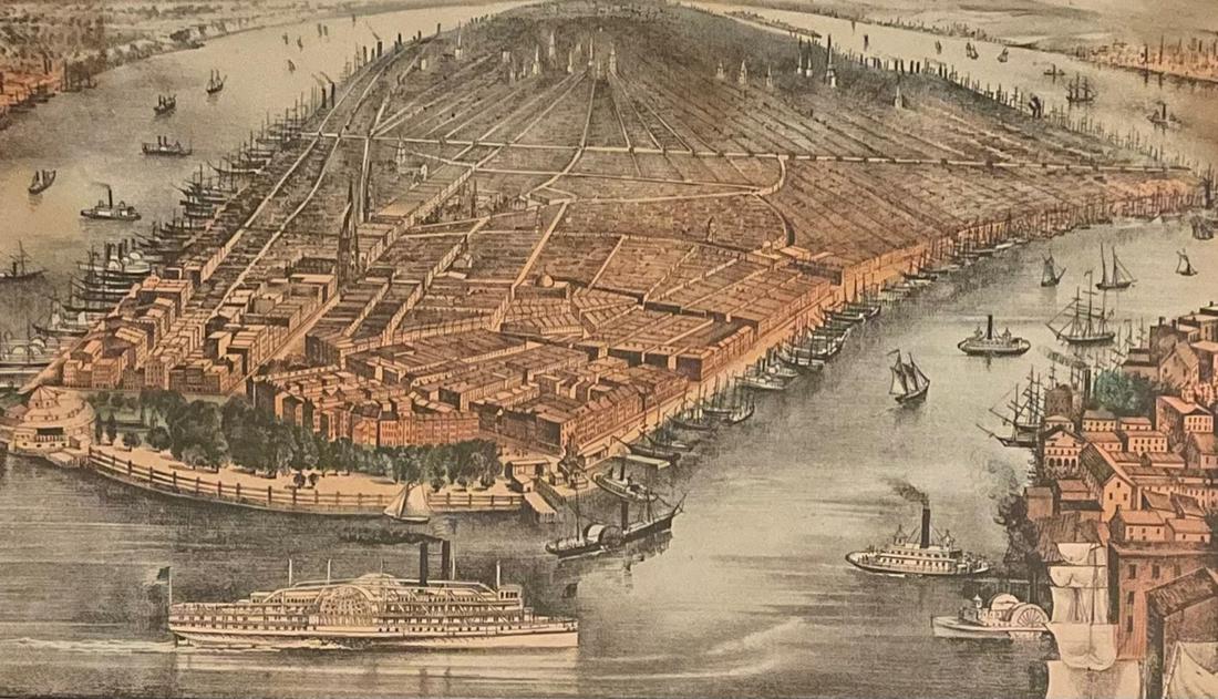 CURRIER AND IVES / VIEW OF NEW YORK/ LITHOGRAPH (1 of 6)