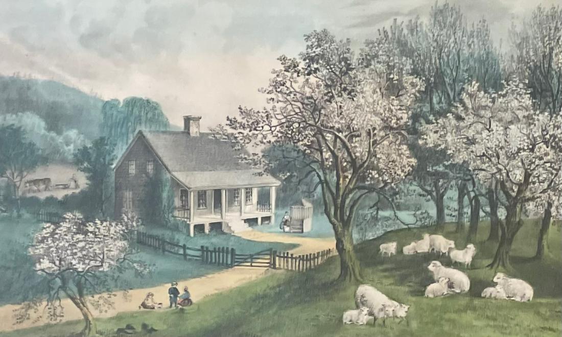 CURRIER AND IVES / AMERICAN HOMESTEAD SPRING / LITHOGRAPH (1 of 7)