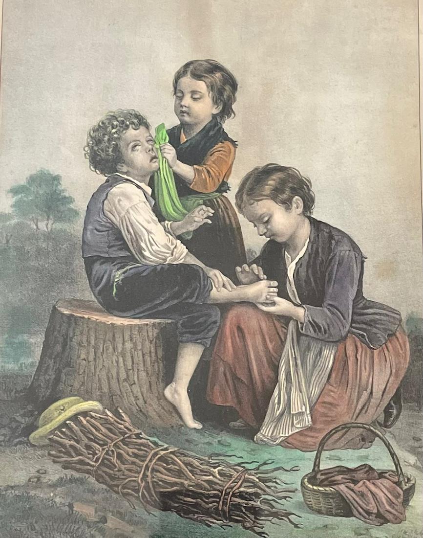 CURRIER AND IVES / GOOD LITTLE SISTERS / LITHOGRAPH (1 of 6)