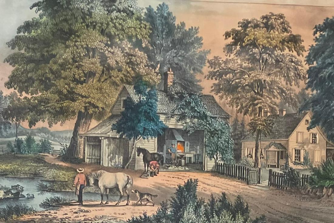 CURRIER AND IVES / VILLAGE BLACKSMITH / LITHOGRAPH (1 of 6)