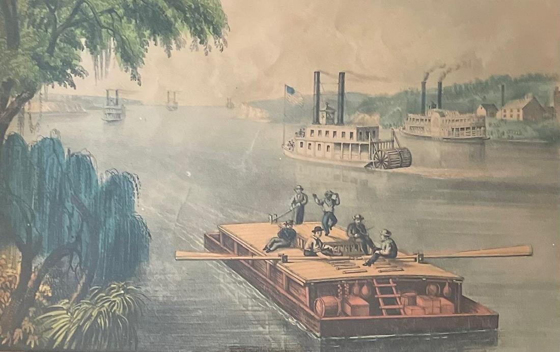 CURRIER AND IVES /DOWN DOWN THE RIVER / LITHOGRAPH (1 of 6)