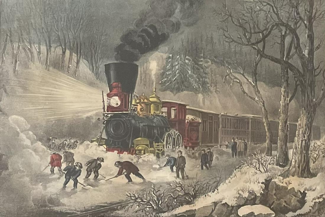 CURRIER AND IVES / AMERICAN RAILROAD SCENE / LITHOGRAPH (1 of 7)