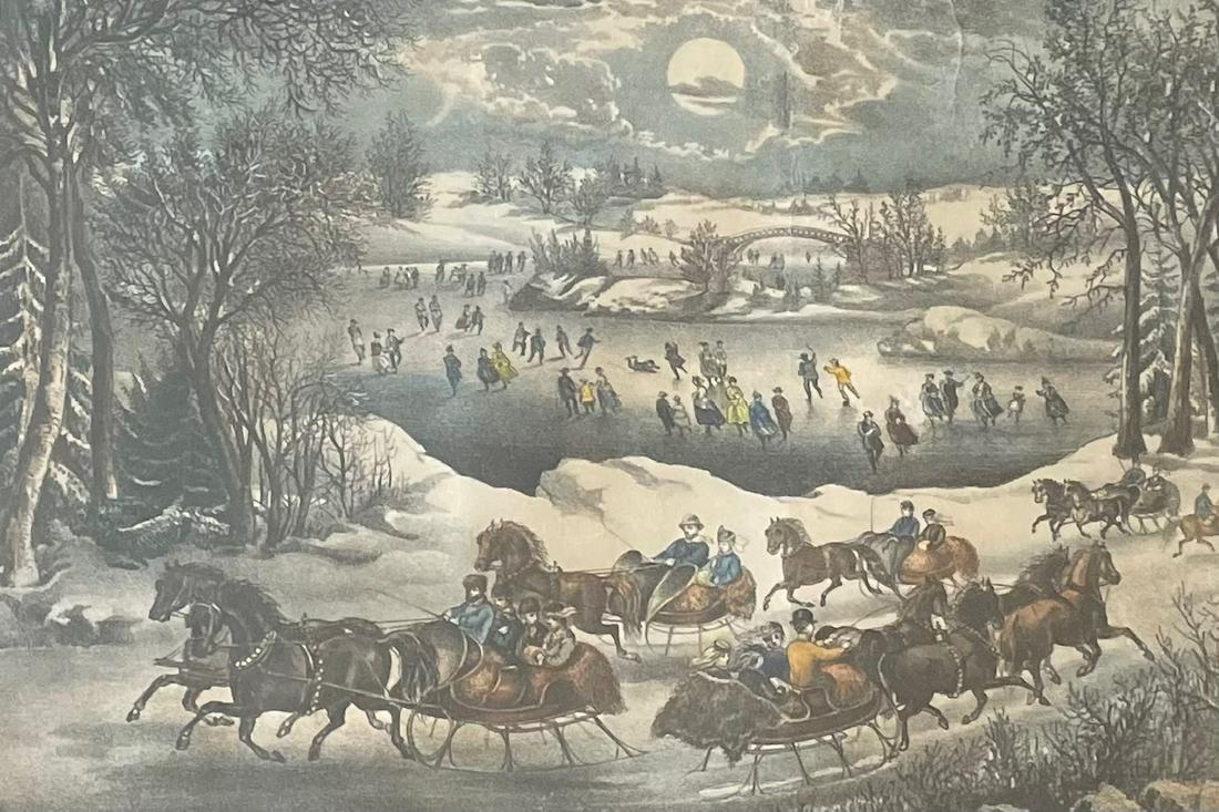 CURRIER AND IVES / CENTRAL PARK IN THE WINTER / LITHOGRAPH (1 of 6)