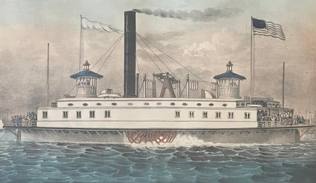 CURRIER AND IVES / NEW YORK FERRY BOAT/ LITHOGRAPH (1 of 6)