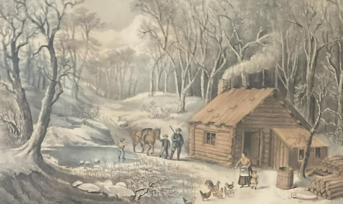CURRIER AND IVES / HOME IN THE WILDERNESS / LITHOGRAPH (1 of 6)