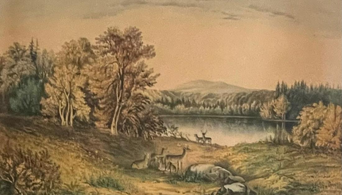 CURRIER AND IVES / AUTUMN ON LAKE GEORGE/ LITHOGRAPH (1 of 6)
