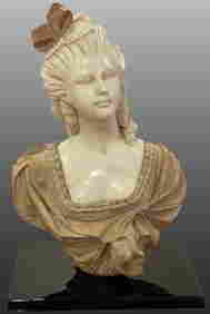 Gorgeous Dense Hand Carved Two Tone Marble Bust of Marie Antoinette (1 of 6)