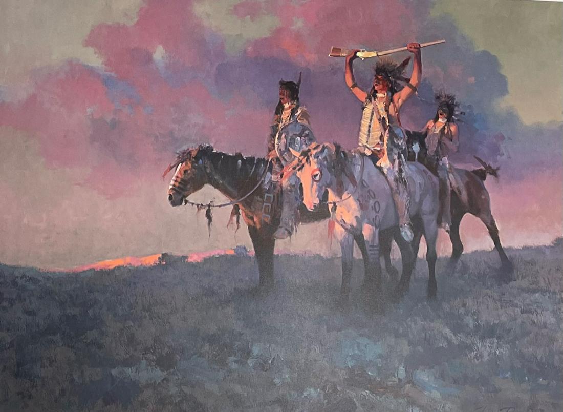 Indian Warriors on Horseback , by James Reynolds 142 of 850: Description: Indian Warriors on Horseback , by James Reynolds 142 of 850; Material: Paper; Measurements: 31x24 1/2