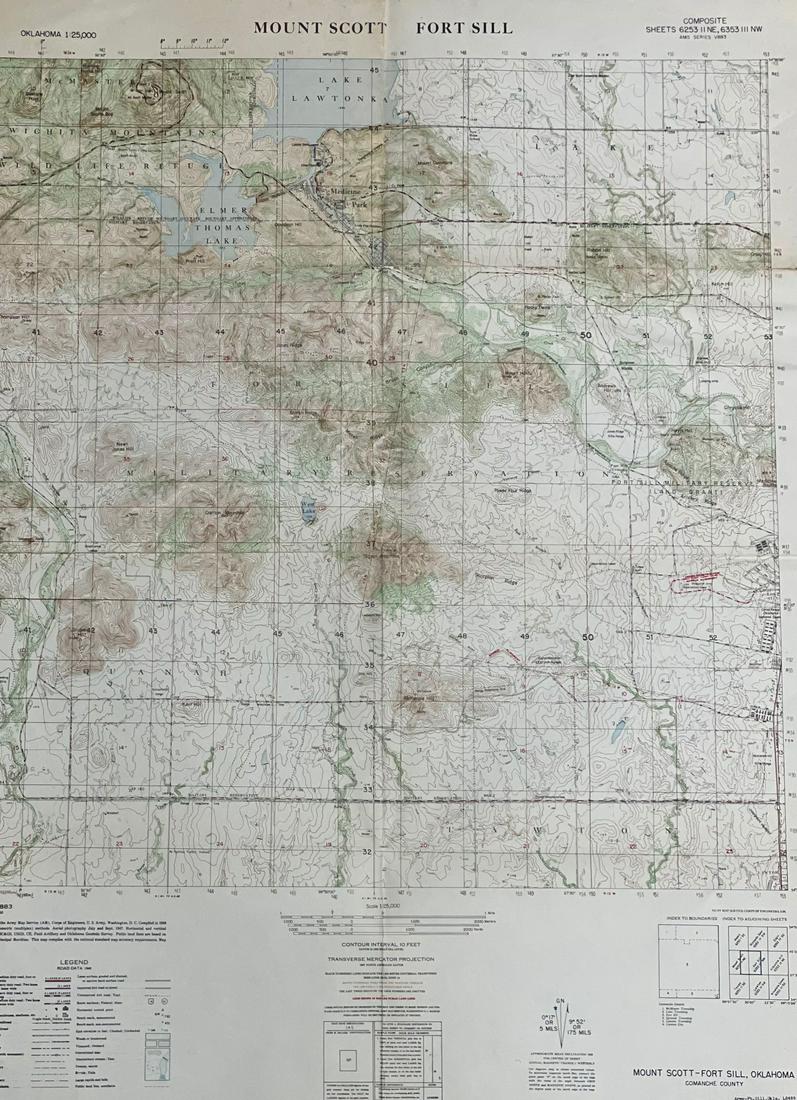 MAP: MOUNT SCOTT - FORT SILL, OKLAHOMA/ COMANCHE COUNTY 1949 (1 of 5)