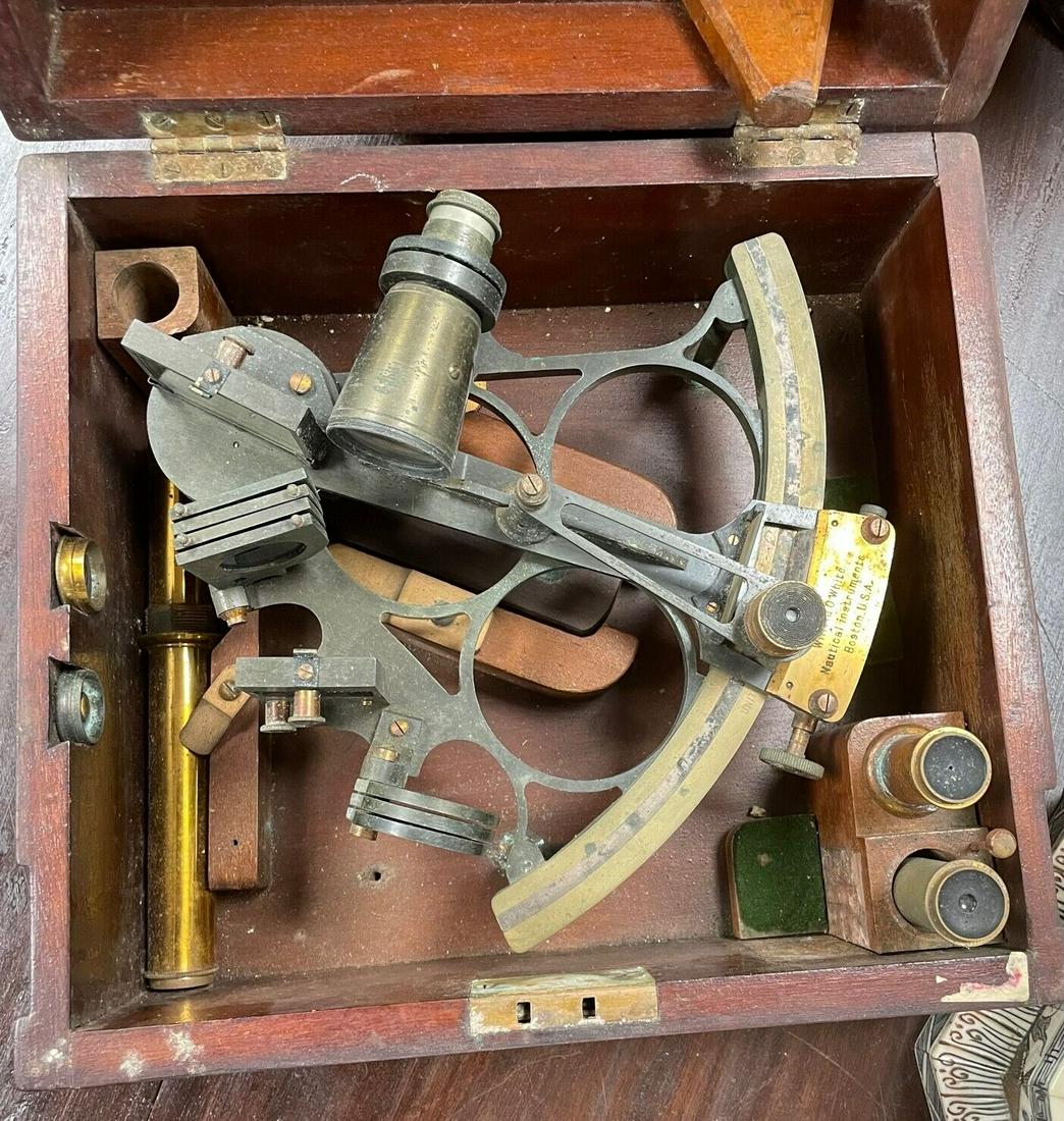 WILFRID O WHITE SEXTANT NAUTICAL INSTRUMENT/ Boston (1 of 8)