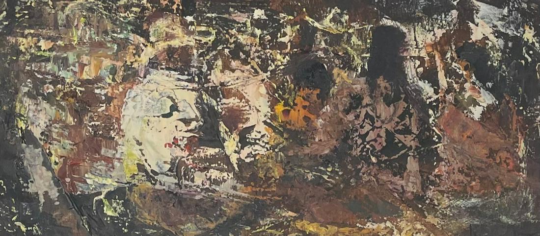 Framed signed abstract oil painting on canvas (1 of 6)