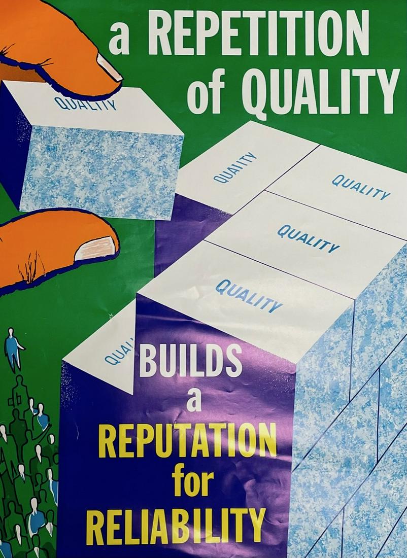 POSTER. A REPETITION OF QUALITY BUILDS A REPUTATION FOR RELIABILITY: Description: Elliot Service Company Inc. USA. "A REPETITION OF QUALITY BUILDS A REPUTATION FOR RELIABILITY"; POSTER/PAPER