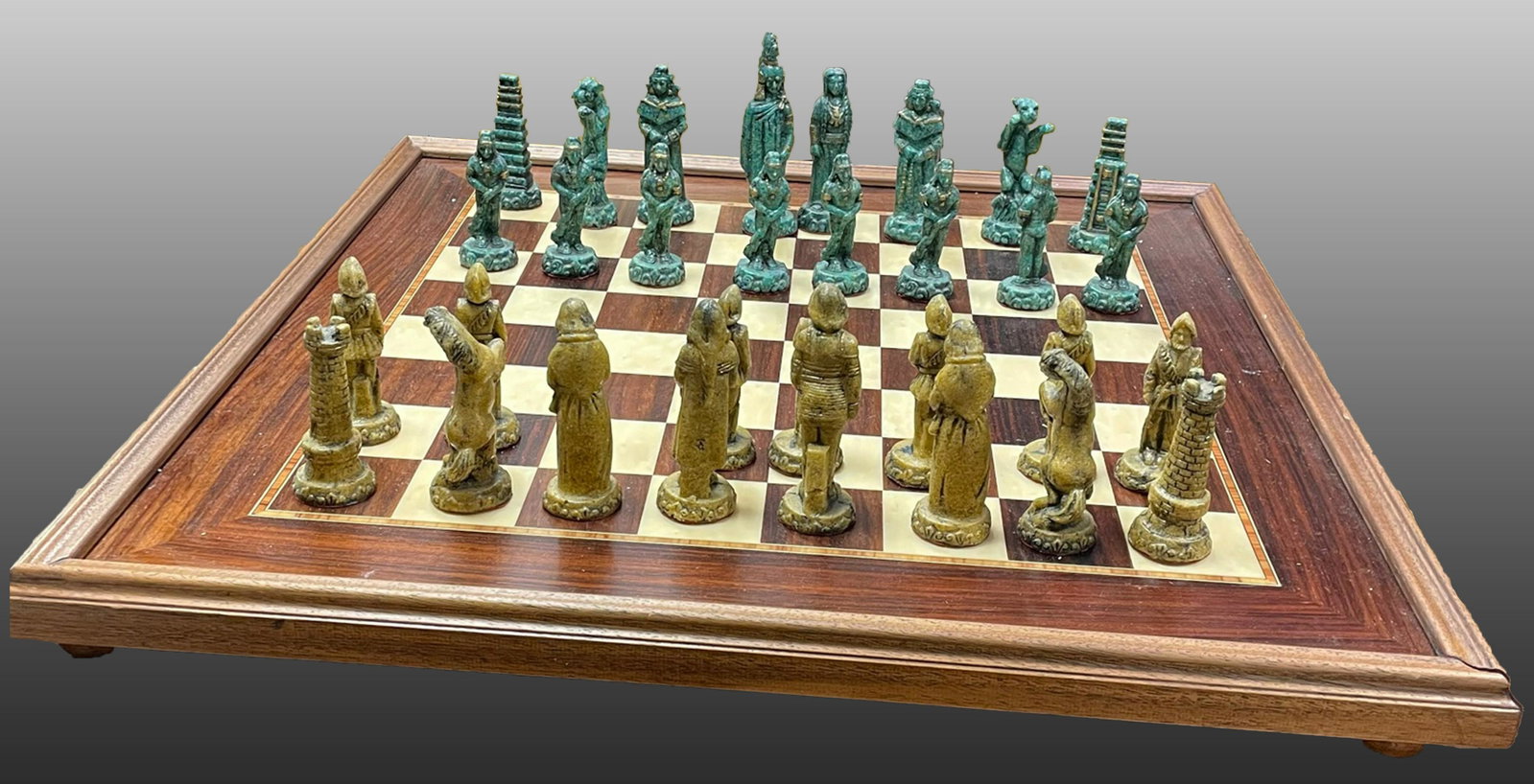 Oversize Compact Chess Set / 24" x 18": Description: Oversize Compact Chess Set. Measurement approximate: 24 x 18 (Inches). Material: Wood / Resin