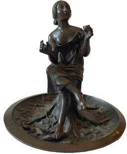 Signed Female Bronze statue: Description: Signed Female Bronze statueMeasurement approximate: 7 x 7” Material: Bronze