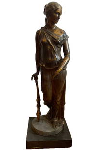 Antique Signed bronze lady sculpture: Description: Antique Signed bronze lady sculpture. Measurement approximate: 13” Material: Bronze