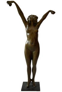 Claire Roberta Colinet (1880 â€“ 1950) nude female bronze sculpture: Description: Claire Roberta Colinet (1880 â€“ 1950) nude female bronze sculpture. Measurement approximate: 16 H” Material: Bronze