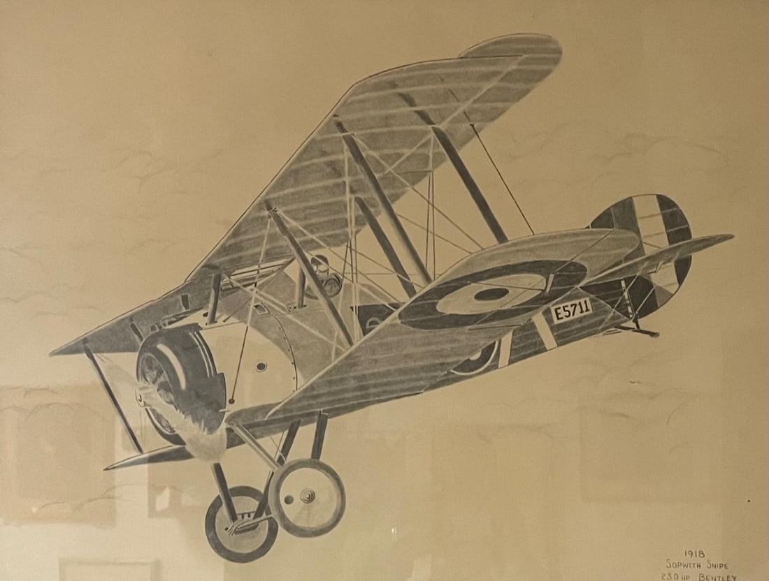Signed Jules Wagner Lithograph/ 1918 SOPWITH SNIPE 230 HP BENTLEY (1 of 4)