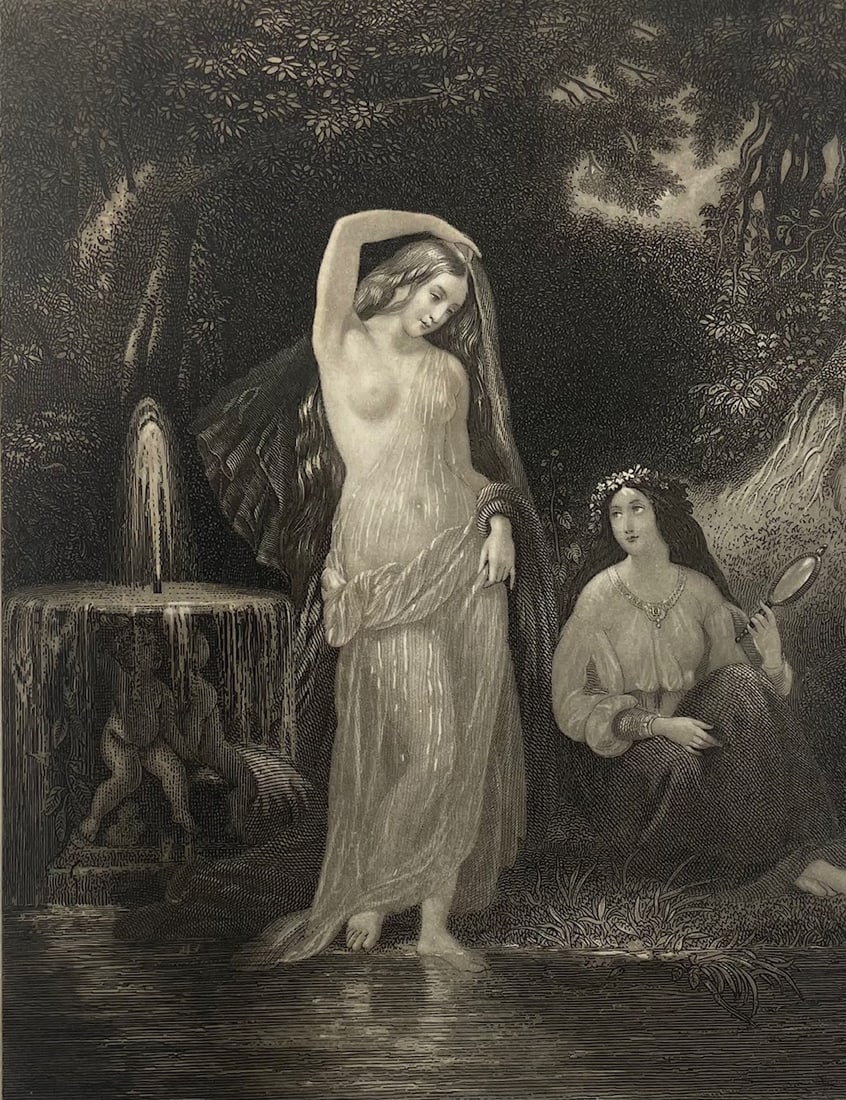 The Fountain of Vaucluse John Sartain: Description: The Fountain of Vaucluse John Sartain; Measuremnts: 9x6 inches