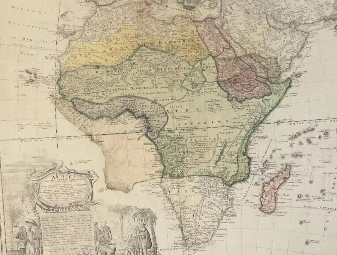 MAP: ANTIQUE 1737 JOHANN BAPTIST .B HOMANN- AFRICA SECUNDUM LEGITIMAS: Description: Framed Antique 1737 - J.B HOMANN- AFRICA SECUNDUM LEGITIMAS. Johann Baptist Homann (20 March 1664 -1 July 1724) was a German geographer and cartographer, who also made maps of the America