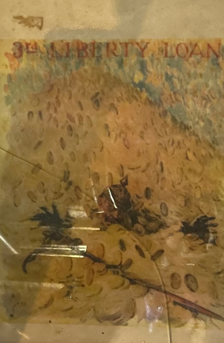 Original WWII Military framed advertising poster/ 3 rd  LIBERTY LOAN. Measures approximately: (1 of 4)