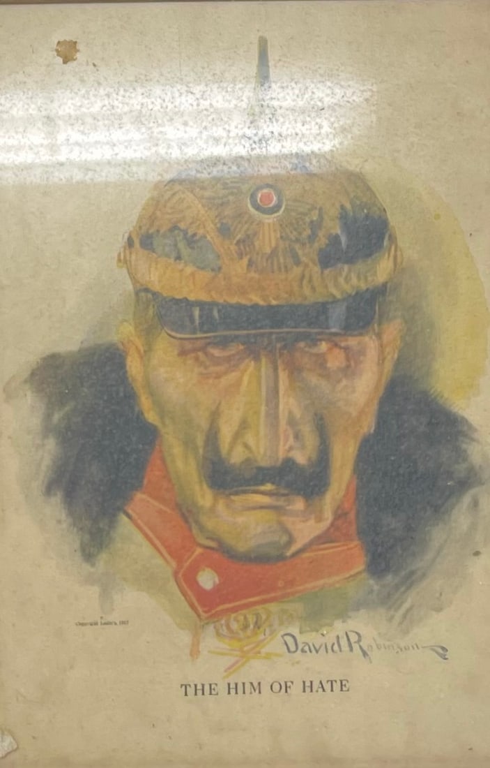 WWII Military framed advertising poster/ THE HIM OF HATES/ Signed David R. Measures approximately: (1 of 3)