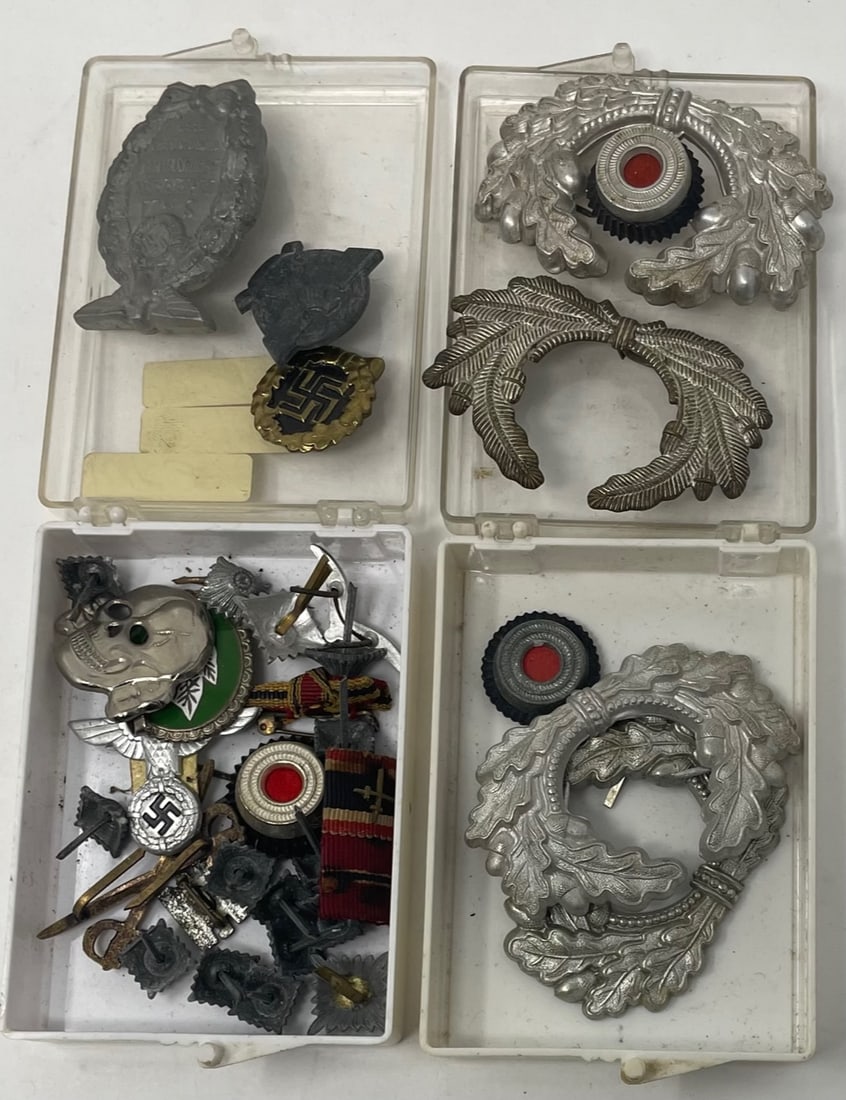 WWII Wide Collection a variety of German Military pins and badges including German army visor cap (1 of 7)