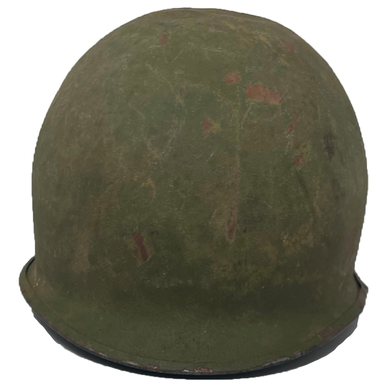 US ARMY WWII M1 HELMET WITH BAND / INNER LINER: Description: US ARMY WWII M1 HELMET WITH BAND / INNER LINER