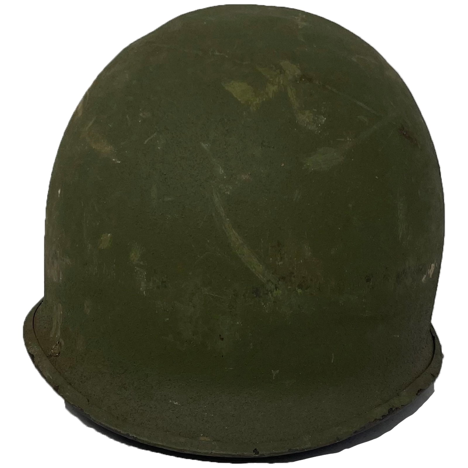 US ARMY WWII M1 HELMET WITH BAND / INNER LINER: Description: US ARMY WWII M1 HELMET WITH BAND / INNER LINER