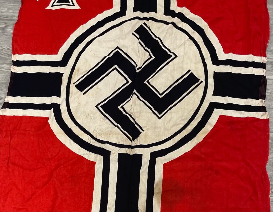 ORIGINAL GERMAN NAZI FLAG: Description: ORIGINAL GERMAN NAZI FLAG; Measurements: 62”w x 33”l