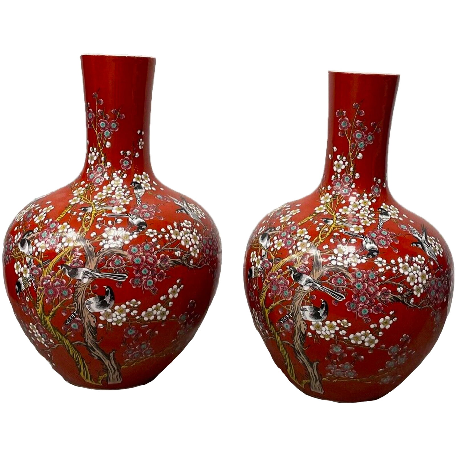 Antique Twin Chinese Vase 16 H x 9 W (1 of 8)