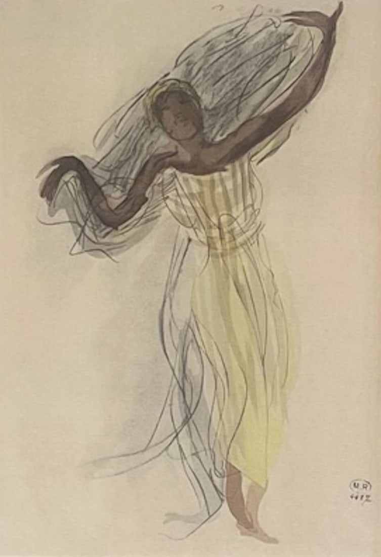 Auguste Rodin (1840 - 1917) pencil and watercolor signed M. R (1 of 5)