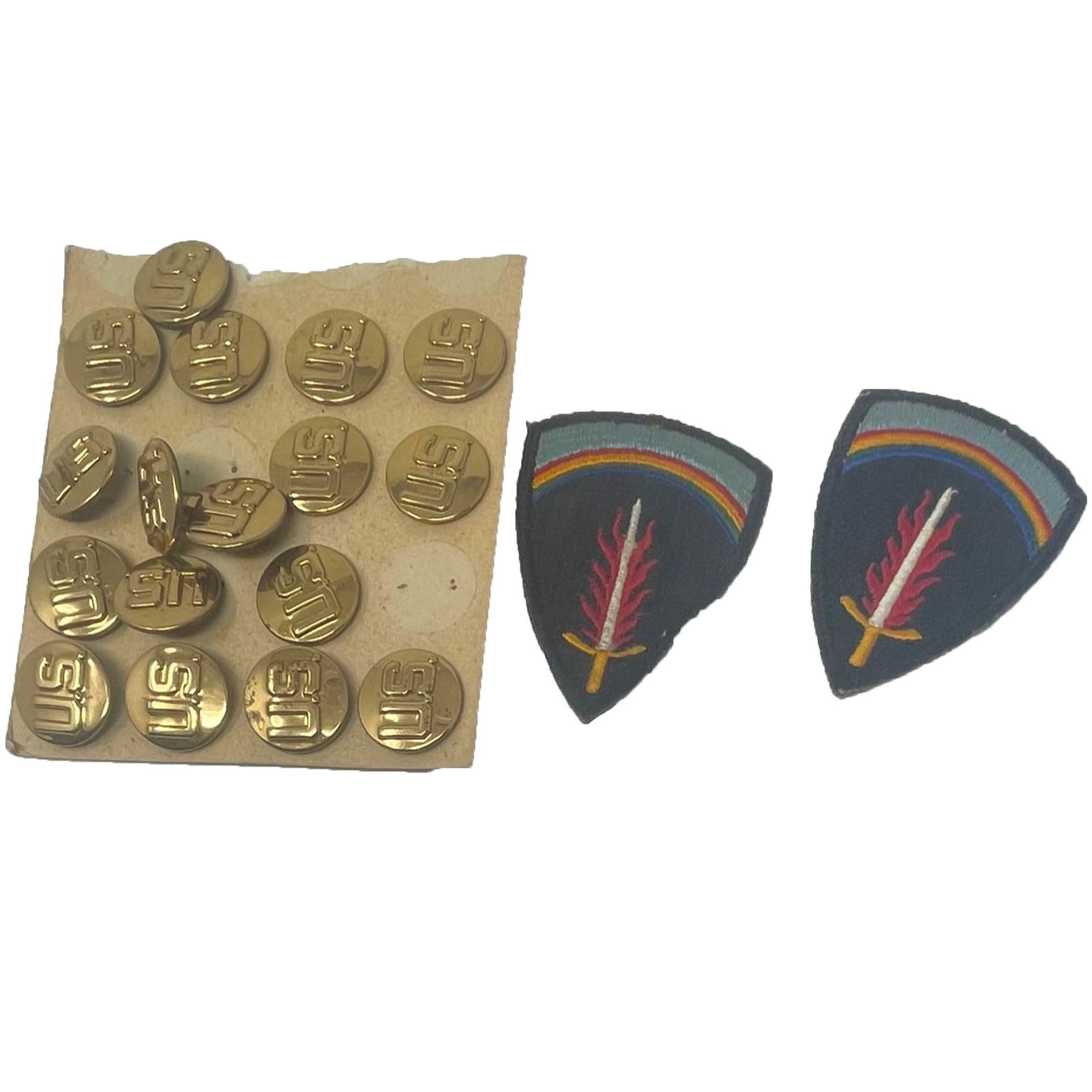 WWII 19 US Military buttons/ Two WWII US Military patch badge supreme Headquarters Allied (1 of 3)