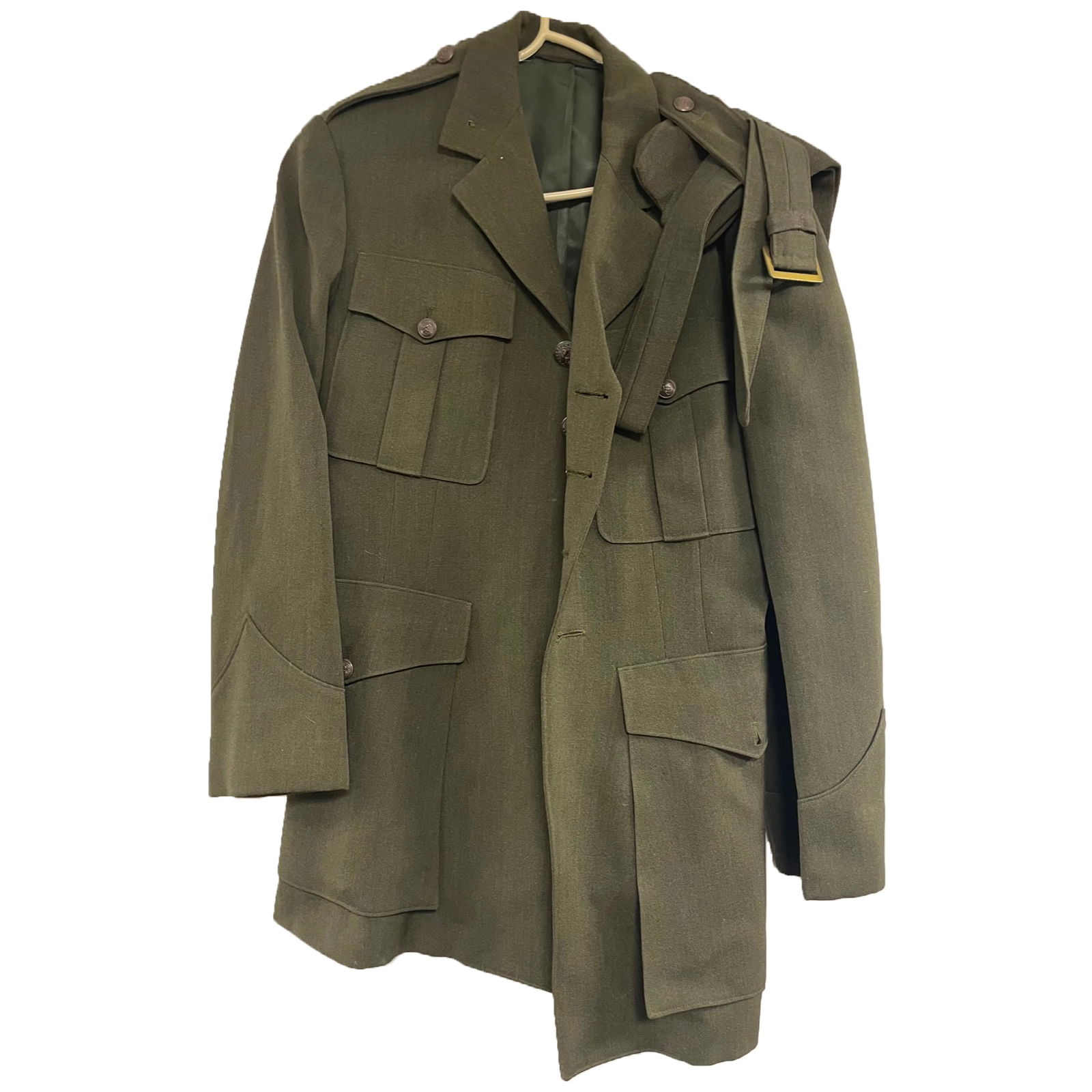 VINTAGE US MILITARY ARMY UTILITY JACKET WITH BELT / Beret hat (1 of 6)