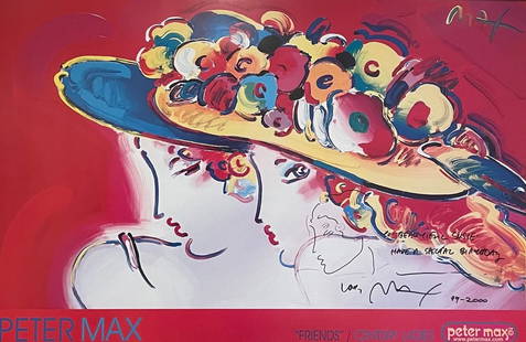 Signed Peter Max Lithograph/Poster Limited Edition / COA: Signed Peter Max Lithograph/Poster Limited Edition with Certificate of Authenticity (COA). Measurement Approximate: 30 x 26 (framed)