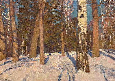 Nicolai Galakhov Oil Painting on Canvas/ WINTER TREES (1 of 6)