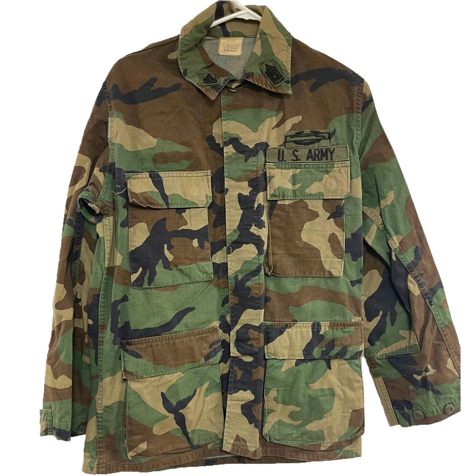 VINTAGE US MILITARY WOODLAND CAMOUFLAGE COMBAT JACKET (1 of 5)