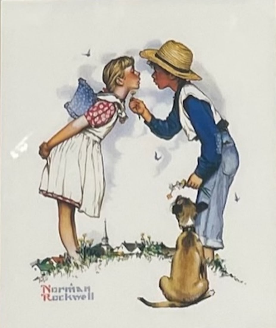 Norman ROCKWELL Lithograph print: Description: Norman ROCKWELL Lithograph printMeasurement approximate: 12"w x 12"h (frame), 5"w x 6"h (artwork); Material: Lithograph on paper