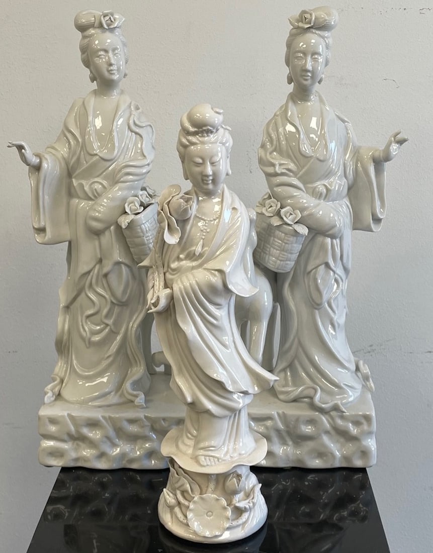 Three Qing Dynasty Style Blanc De Chine Guanyin Figurines (1 of 9)