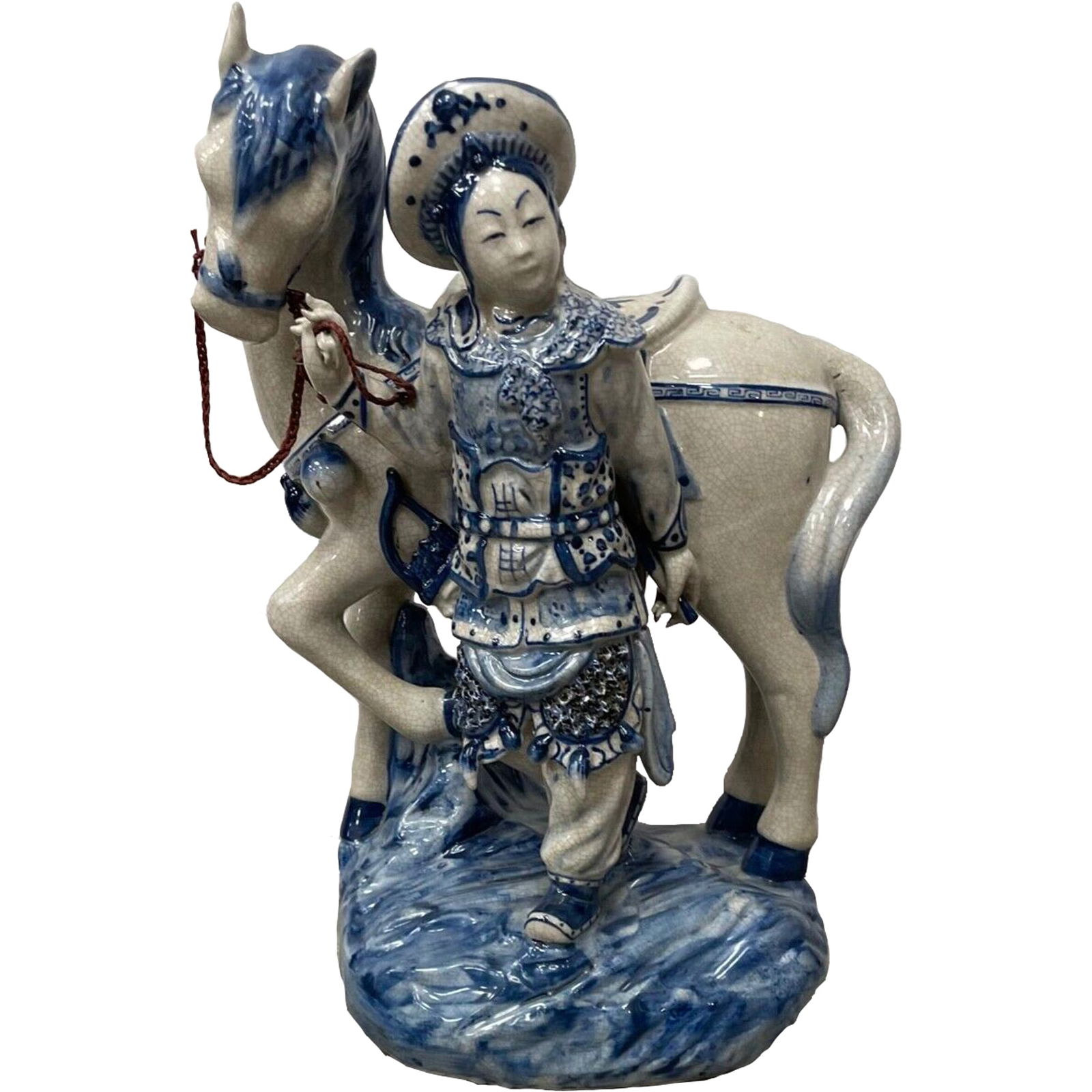 Vintage Asian Ceramic Statue & Traveler/ 14 H x 9.5 L (1 of 7)