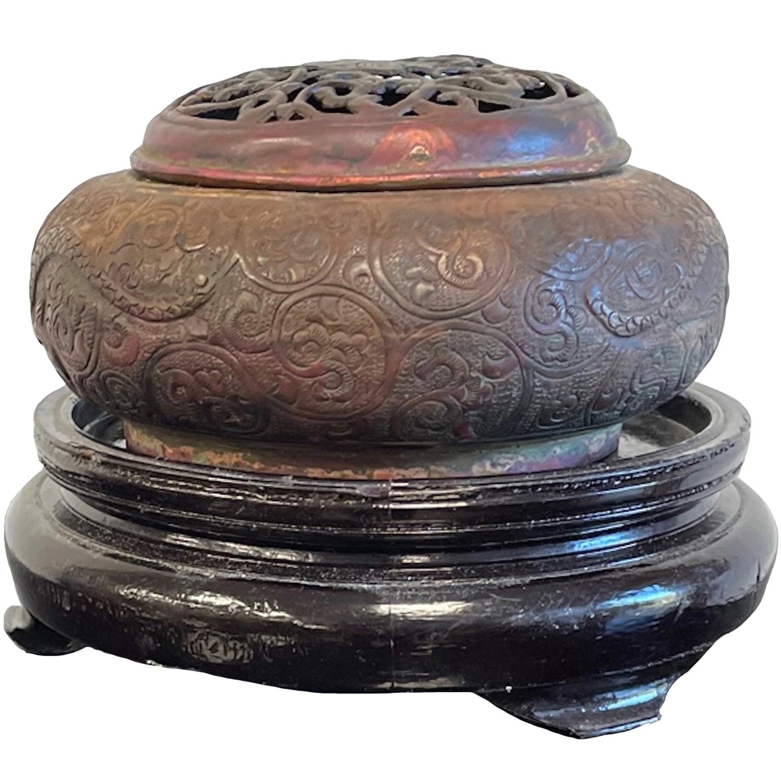 Antique Chinese Bronze Incense Burner: Description: Antique Chinese Bronze Incense Burner; Measurement approximate: 5"w x 3"h; Material: Bronze