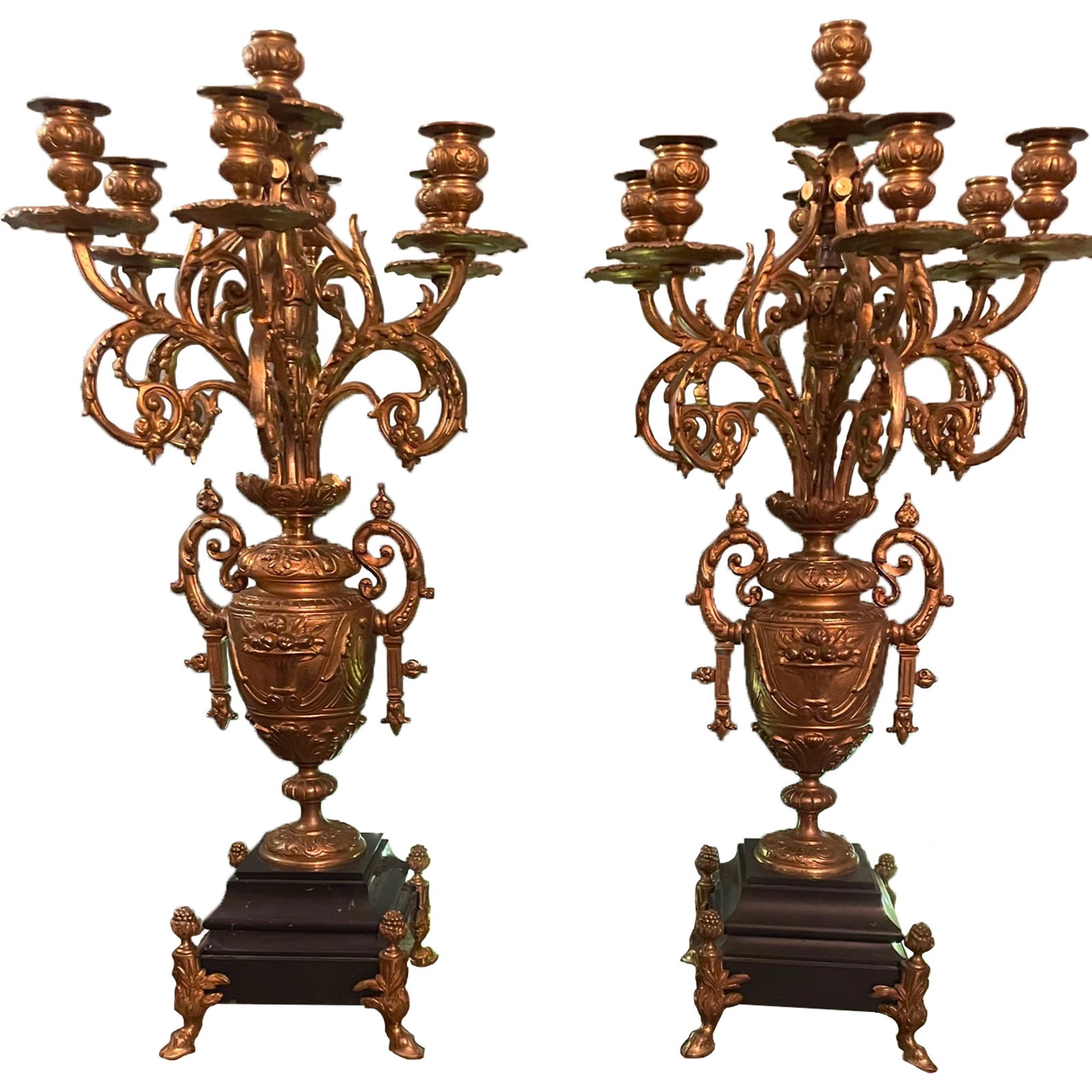 19 th  Century PAIR LOUIS XVI STYLE CANDELABRAS 29 x 13 (1 of 16)