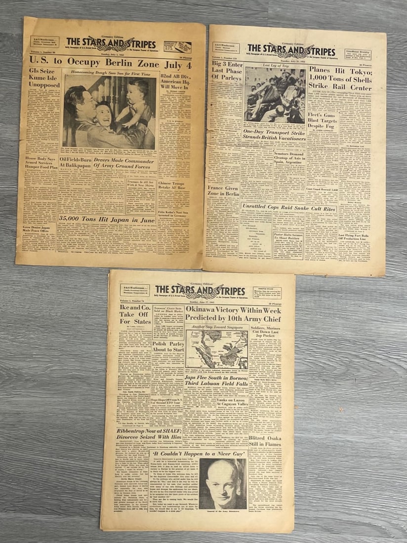 WW2 collection Stars and Stripes Newspaper/ 3 papers in total (1 of 4)