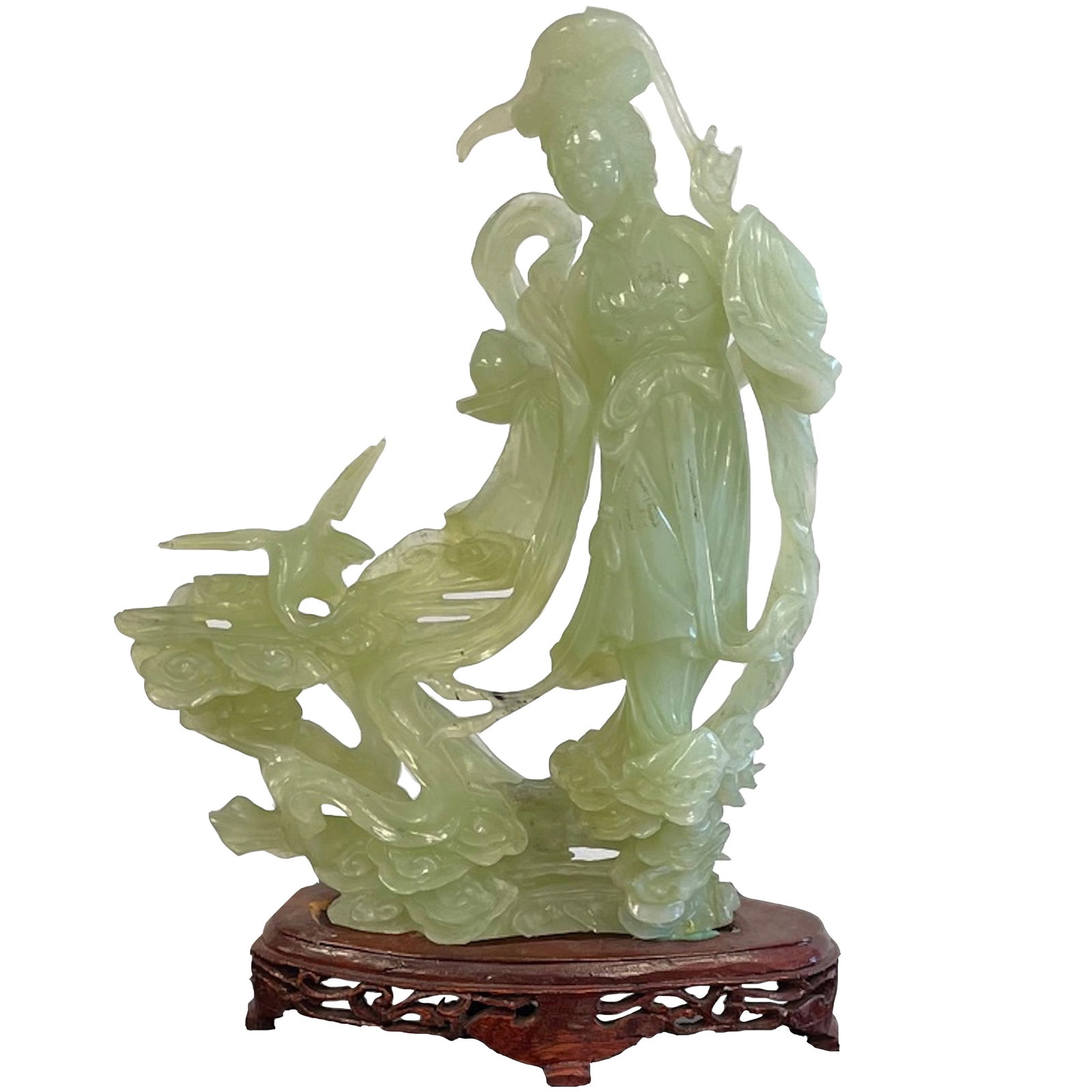 Large Lady Chinese Jade Figurine on a Stand: Description: Large Lady Chinese Jade Figurine on a Stand; Material: Jade; Measurement Aprox.: 12"h;
