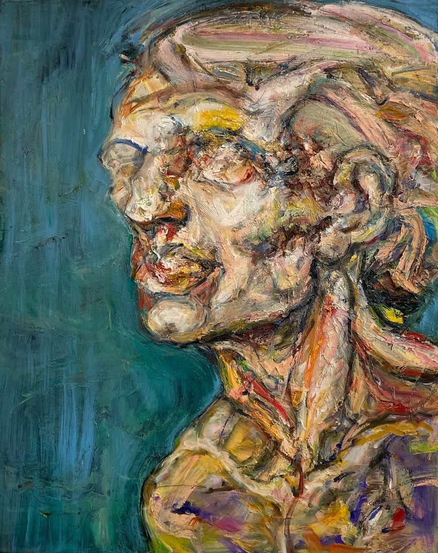 Sybil Ronis Male Abstract Face Oil Painting 28 x 24 (1 of 6)