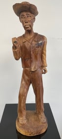 Vintage Carved Male Folk Art style Sculpture 21" h