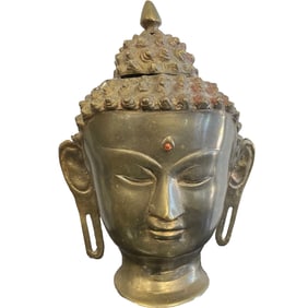 Antique Heavy Brass Buddha God Head