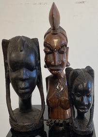 Three African Female Wood Statues