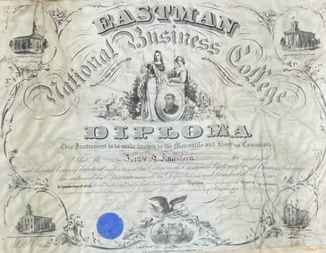 CIVIL WAR 1864 Eastman National Business College Diploma