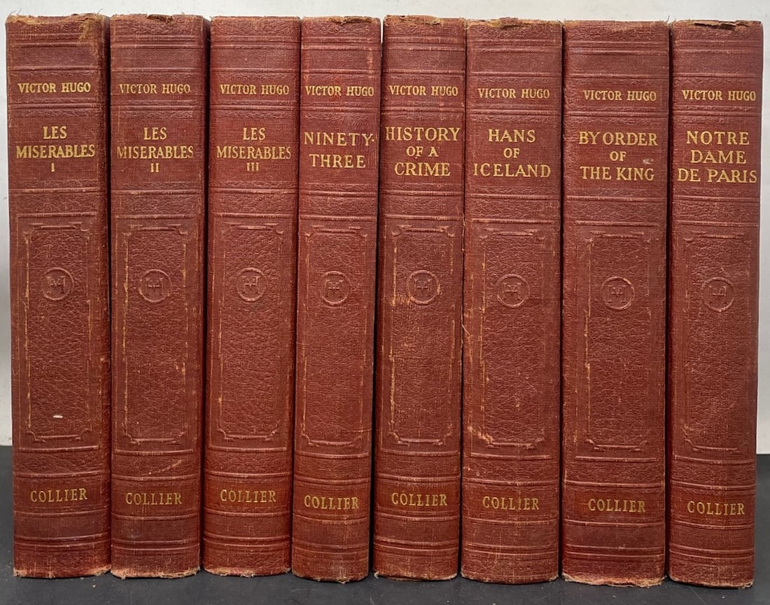 Collection 8 Books by Victor Hugo: Description: Collection 8 Books by Victor Hugo; "Les Miserables I, II, III", "Ninety Three", "History of a Crime", "Hans of Iceland", "By Order of the King", "Notre Dame De Paris"