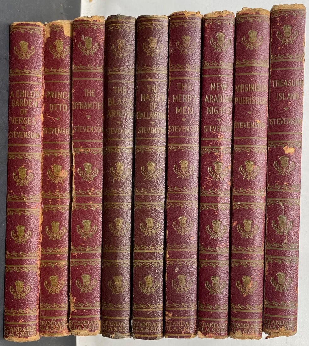Collection 9 Books by Robert Louis Stevenson 1931: Description: Collection 9 Books by Robert Louis Stevenson 1931; "A Child's Garden of Verses", "Prince Otto", "The Dynamite", "The Black Arrow", "Treasure Island", and many more!